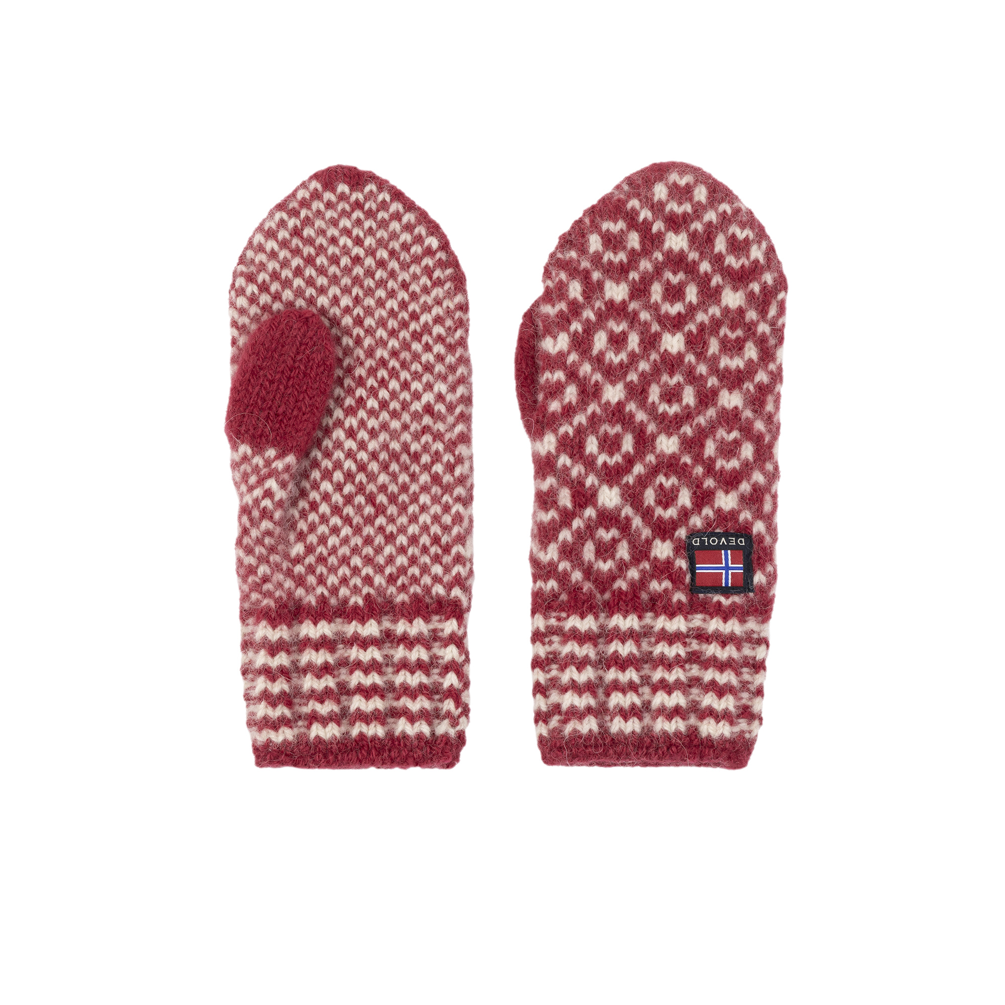 Devold Svalbard Wool Mitten Hindberry/Offwhite